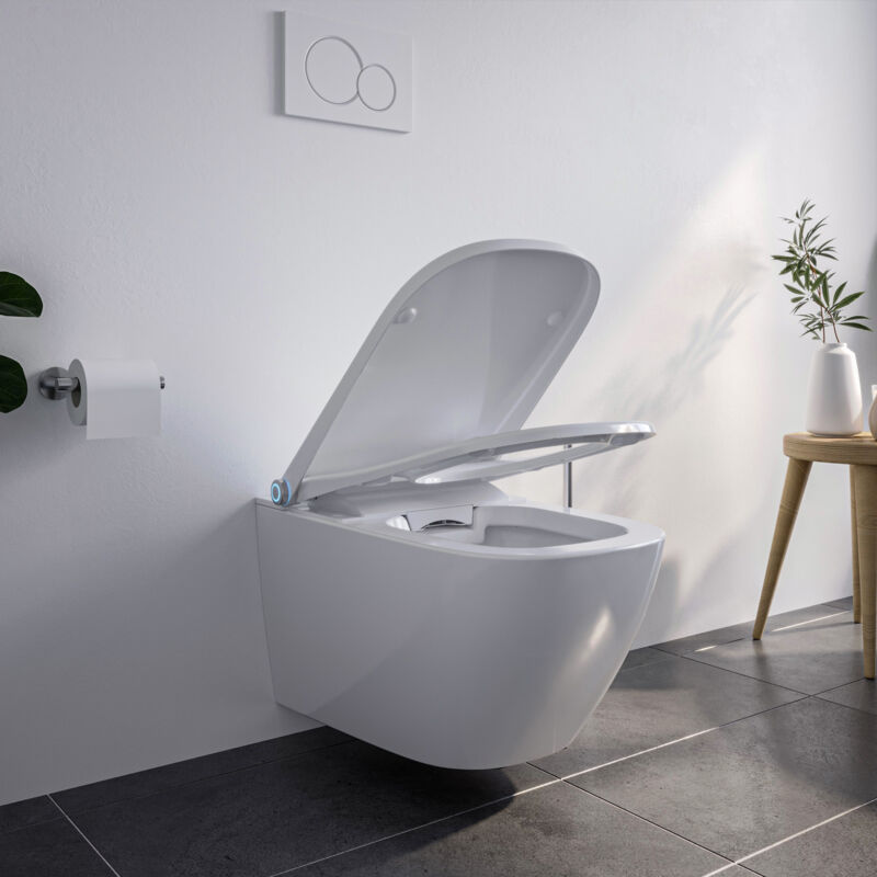 BERNSTEIN DUSCH-WC PRO+ 1104 Komplettpaket Mit Soft-Close Sitz, Vorwandelement & Betätigungsplatte – Wandhängend, Spülrandlos