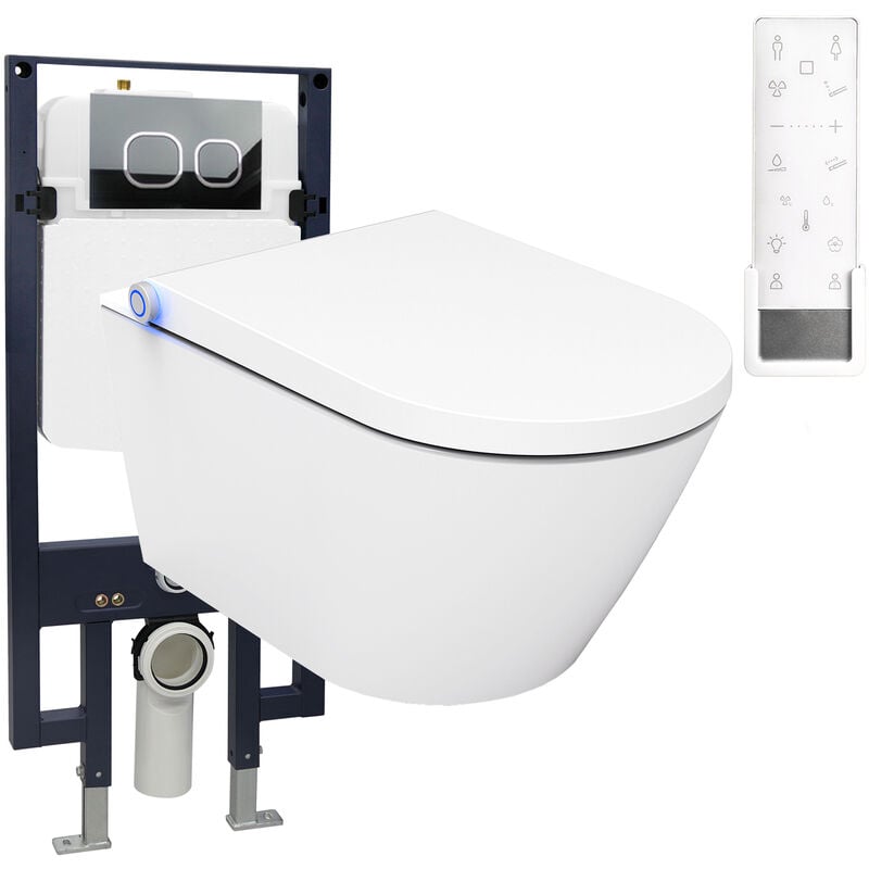 WC-Komplettpaket 18: Bernstein Dusch-WC Pro + 1102 und Soft-Close Sitz mit  Vorwandelement G3008 und Betätigungsplatte vorne Modell 4112 weiß matt