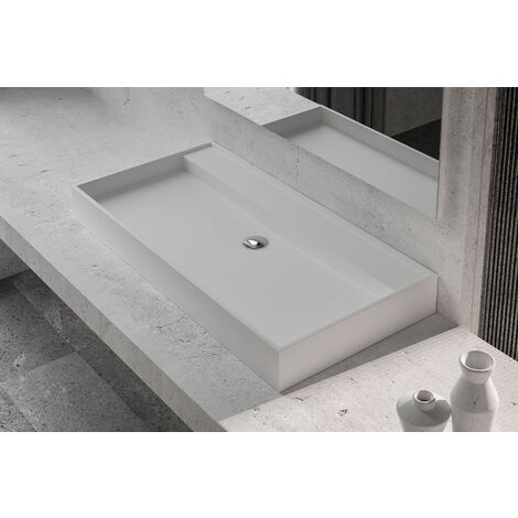 Aufsatzwaschbecken Bernstein TWG12 Mineralguss 90x45x11 cm Weiß matt