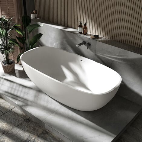 Freistehende Badewanne Bernstein OCEAN STONE Mineralguss 180x87cm matt