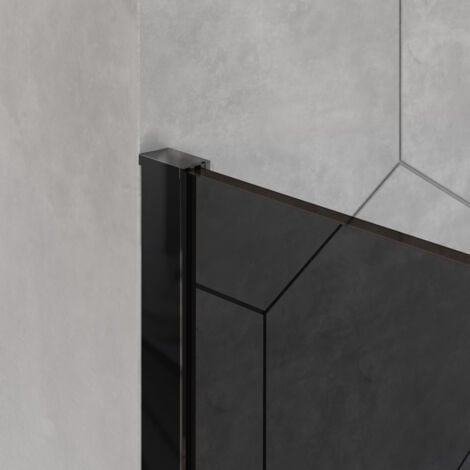 Duschabtrennung Bernstein EX101 Walk-In Nano 8mm Echtglas Schwarz graues Glas 100cm