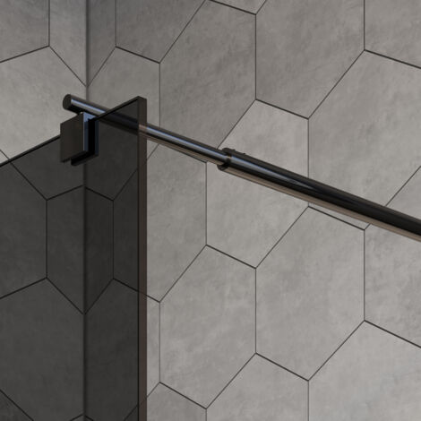 Duschabtrennung Bernstein EX101 Walk-In Nano 8mm Echtglas Schwarz graues Glas 100cm