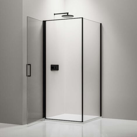 Duschkabine Bernstein Eckdusche Nano 6mm Echtglas EX416S Schwarz 80x80x195cm