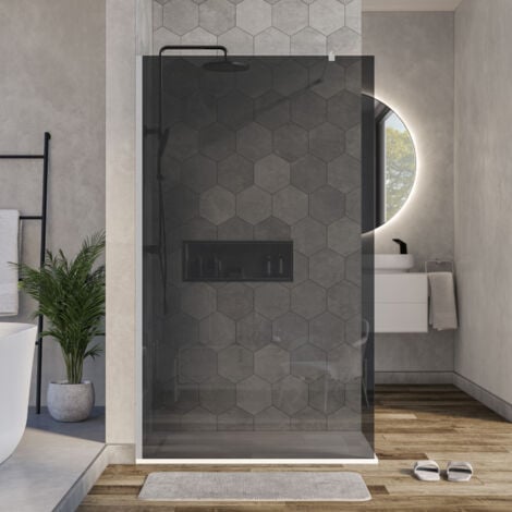 Duschabtrennung Bernstein Walk-In EX101 Nano Echtglas 10mm graues Glas 120cm