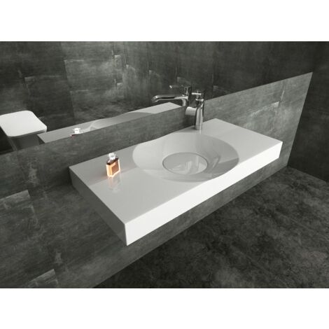 Wandwaschbecken Bernstein BS6059 Gussmarmor 100x48x10 cm Weiß