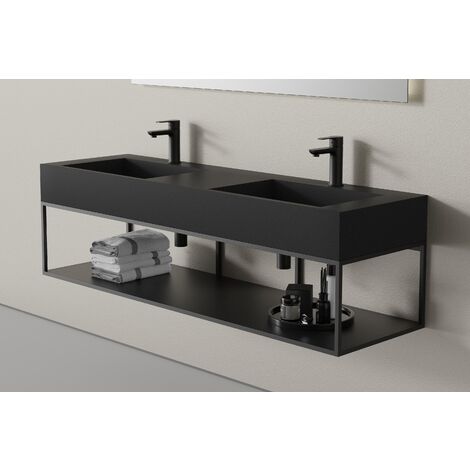 Waschbecken Metallkonsole Bernstein 150S hängend Schwarz matt für Waschbecken TWG16