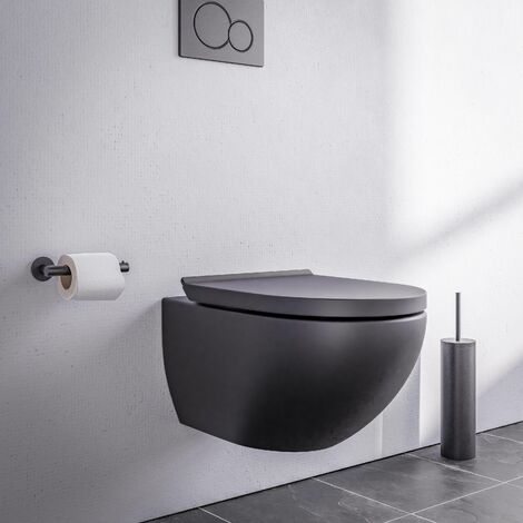 Wand-WC Bernstein E-9030 spülrandlos mit Soft-Close-Deckel Schwarz matt