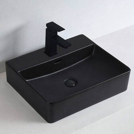Aufsatzbecken Bernstein KW6146 Keramik 50x42x12,5cm Schwarz matt ohne Ablaufgarnitur