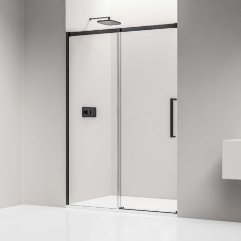 Nischendusche Bernstein DX906 FLEX Schiebetür Soft-Close 8mm Nano Echtglas Schwarz matt 120cm