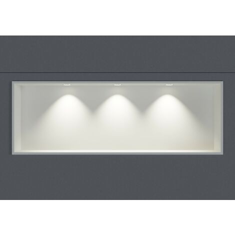 Wandnische Edelstahl Bernstein NT309010X mit LED-Spot 30x90x10 cm Weiß 3x Spot Einbaurahmen Chrom