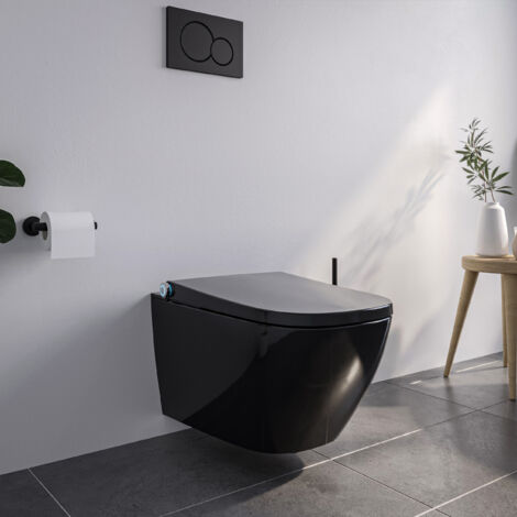 Bernstein Dusch-WC PRO+ 1104 Schwarz glänzend Spülrandlos eckig Komplettanlage