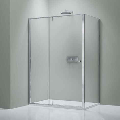 Eckdusche Bernstein NT606 FLEX Drehtür an Festfeld 6 mm Nano Klarglas Türelement 80 cm x Glas 120 cm Chrom (1/5)