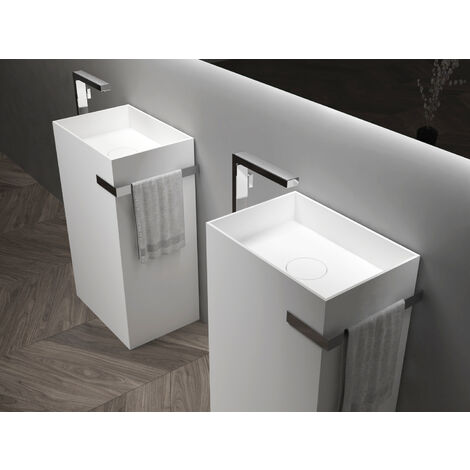 Standwaschbecken Bernstein TWZ312 Mineralguss 50x35x85cm Weiß matt