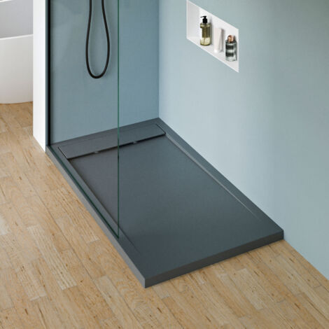 Duschwanne Bernstein New York in Steinoptik 90x120 cm Anthrazit matt mit Dallmer-Ablauf Orio
