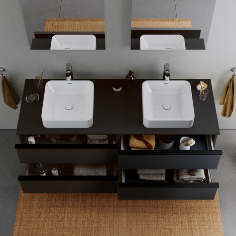 Duravit DuraPoint Waschtischunterschrank mit Griffleiste, für  Aufsatzbecken, 120 cm – Farbe wählbar Graphit matt