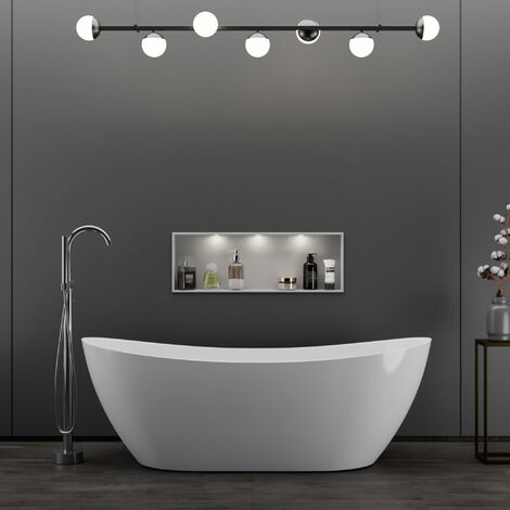 Freistehende Badewanne Bernstein DALIA Acryl Weiß glänzend 170x72x60 cm