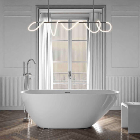 Freistehende Badewanne Bernstein ROMA 2.0 170x75x58 cm Weiß glänzend