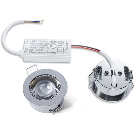 LED-Spot Einbaustrahler Neutralweiß Ø 45 x 22,3 mm IP65 mit Einbaurahmen Chrom
