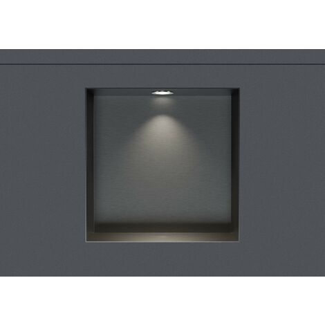 Wandnische Bernstein NT303010X Edelstahl randlos LED-Spot 30x30x10cm Gunmetal 1x Spot Chrom