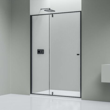 Nischendusche Bernstein NT606 FLEX Drehtür an Festfeld 6 mm Nano Klarglas Breite 120 cm Schwarz matt