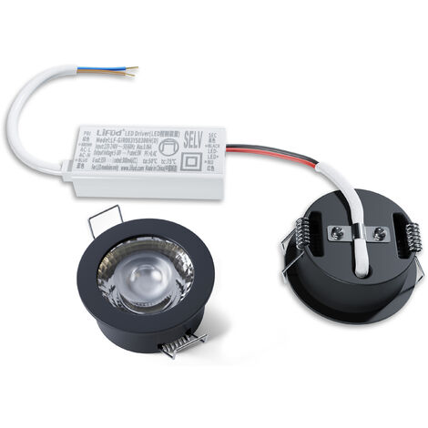 LED-Spot Einbaustrahler Neutralweiß Ø 45 x 22,3 mm IP65 mit Einbaurahmen Schwarz matt