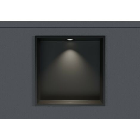 Wandnische Edelstahl Bernstein NT203010X mit LED-Spot 20x30x10 cm Schwarz 1x Spot Einbaurahmen Schwarz matt