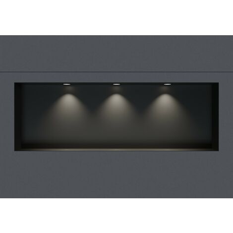 Wandnische Bernstein NT309010X Edelstahl randlos LED-Spot 30x90x10cm Schwarz 3x Spot Schwarz matt