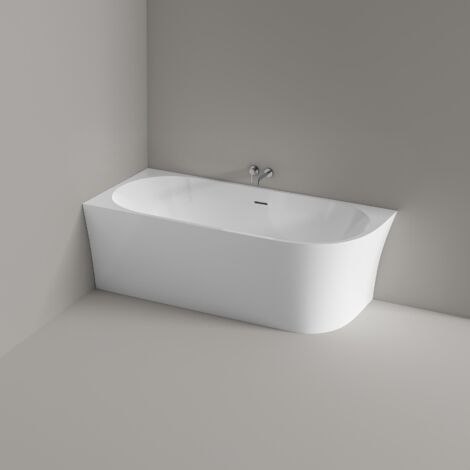 Badewanne freistehend Bernstein NOVA CORNER Acryl Weiß glänzend 170x78cm Einbau links Raumsparbadewanne