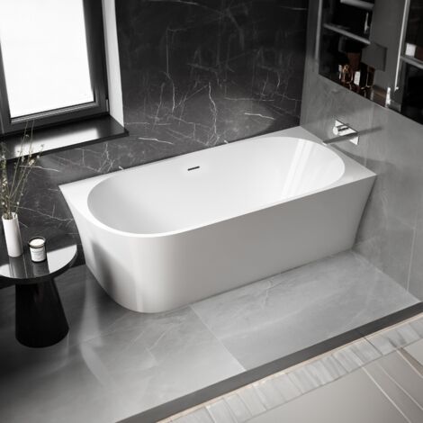 Badewanne freistehend Bernstein NOVA CORNER Acryl Weiß glänzend 170x78cm Einbau rechts Raumsparbadewanne