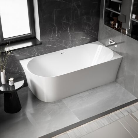 Freistehende Badewanne Bernstein NOVA SLIM LINE Acryl Weiß Einbau Rechts 150x78cm