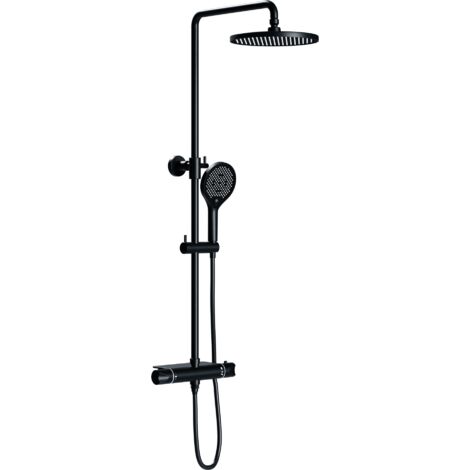 Duschsäule Bernstein Thermostat 8221 PRO Schwarz inkl. Handbrause & Regenduschkopf