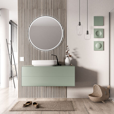 Unterschrank Bernstein MILOU 120cm 2 Schubladen für Aufsatzwaschbecken Farbe: Jadegrün matt