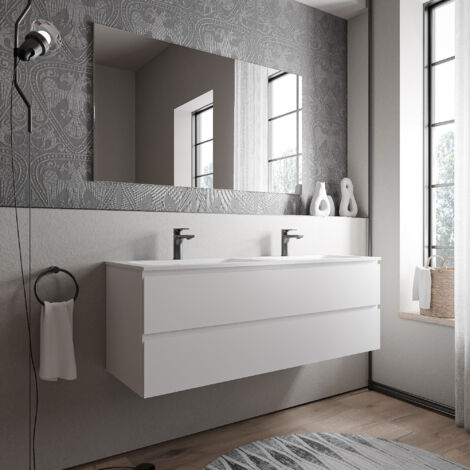 BERNSTEIN Badmöbel-Set Ava 80cm - Waschtischunterschrank Mit Mineralguss-Becken In Weiß Matt
