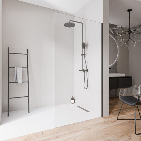 Walk-In Bernstein EX102-2 10mm Nano Klarglas Edelstahl Schwarz matt 160x220cm ohne Bodenprofil