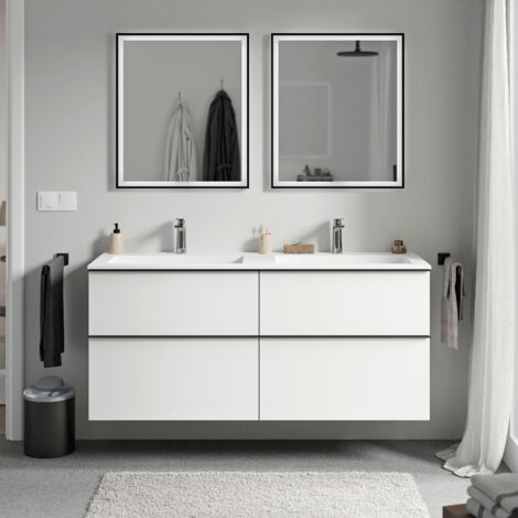 BERNSTEIN Badmöbel-Set Ava 140cm - Doppelwaschbecken Mit Unterschrank In Weiß Matt