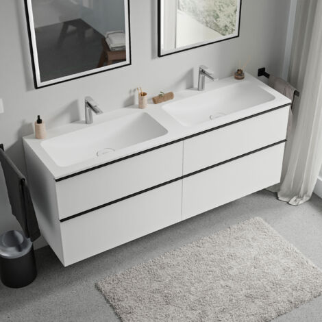 BERNSTEIN Badmöbel-Set Ava 80cm - Waschtischunterschrank Mit Mineralguss-Becken In Weiß Matt