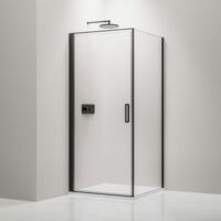 Duschkabine Bernstein Eckdusche Nano 6mm Echtglas EX416S Schwarz 90x90x195cm