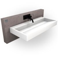 Wandbecken Aufsatzwaschbecken Bernstein BS6001 Gussmarmor Weiß glänzend 60cm mit Armaturloch