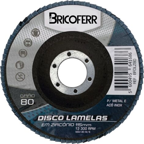 Bricoferr Disco de Láminas Ø115mm Grano 80 – Pack de 10 Unidades (1/2)