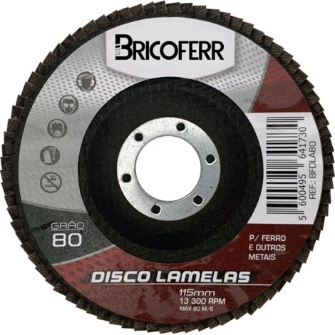 Bricoferr Disco de Láminas Ø115mm Grano 80 – Pack de 10 Unidades (1/2)