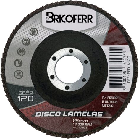 Bricoferr Disco de Láminas Ø115mm Grano 120 – Pack de 10 Unidades (1/2)