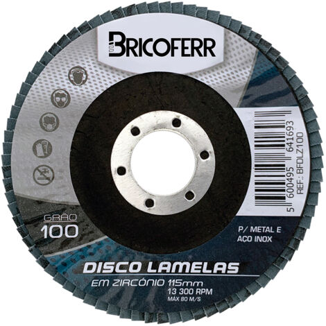 Bricoferr Disco de Láminas Ø115mm Grano 100 – Pack de 10 Unidades (1/2)