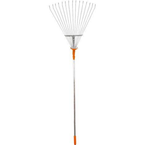 Bricoferr Escoba regulable de aluminio para hojas con cable extensible y 15 dientes - 58,5 cm