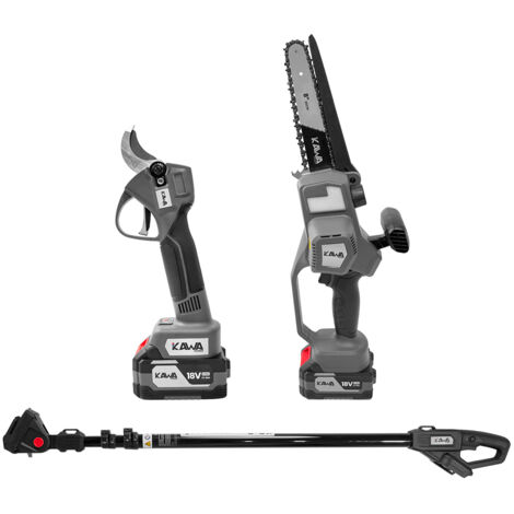 Kawapower kit tijera / mini motosierra / cable extensible a batería 18V 2x4Ah 18V