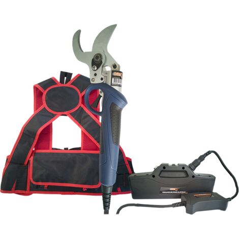 Bricoferr Tijera de Podar Eléctrica 350W con Batería 40 V y  Corte 45mm (1/4)