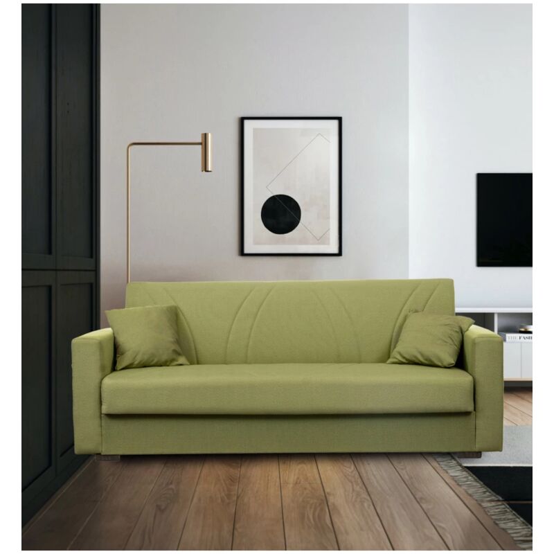 divano letto ibiza 3 posti tessuto verde, 214x89x81 cm