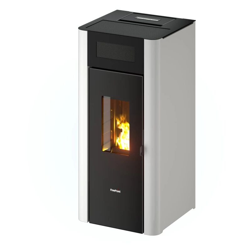 stufa a pellet ermetica freepoint "amaranto" bianco 8,5 kw