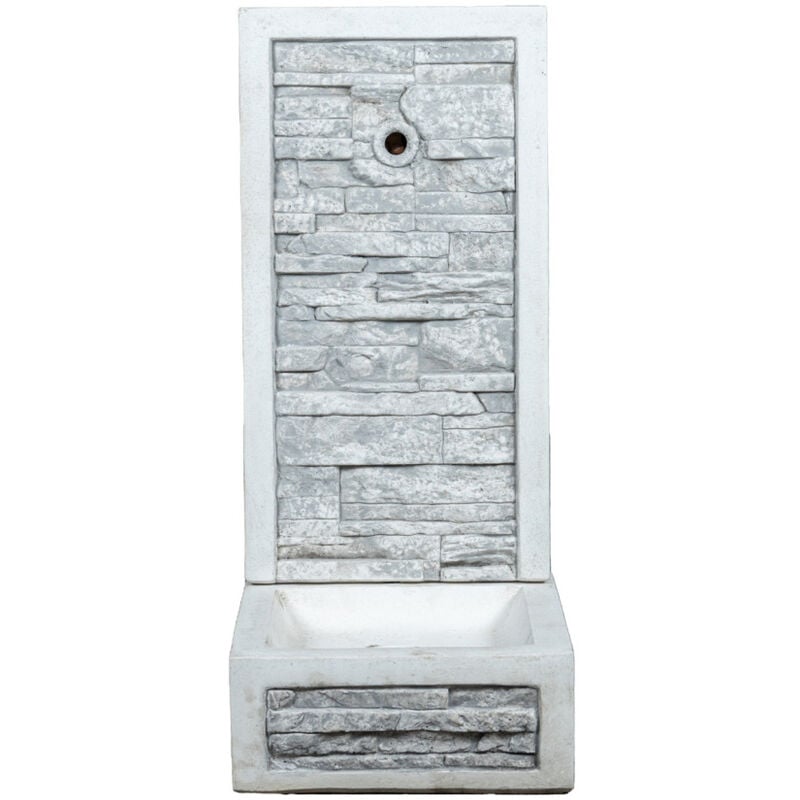 Fontana da giardino a muro 'varo' anticato grigio, 50x37x122 cm - kam