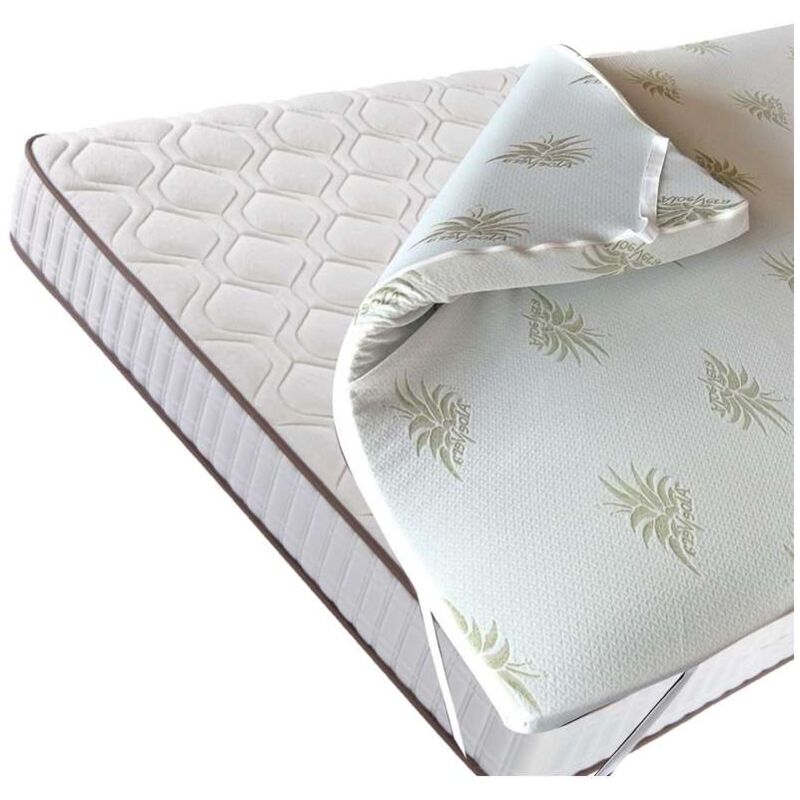 topper matrimoniale in memory foam con aloe, 160x190x5 cm