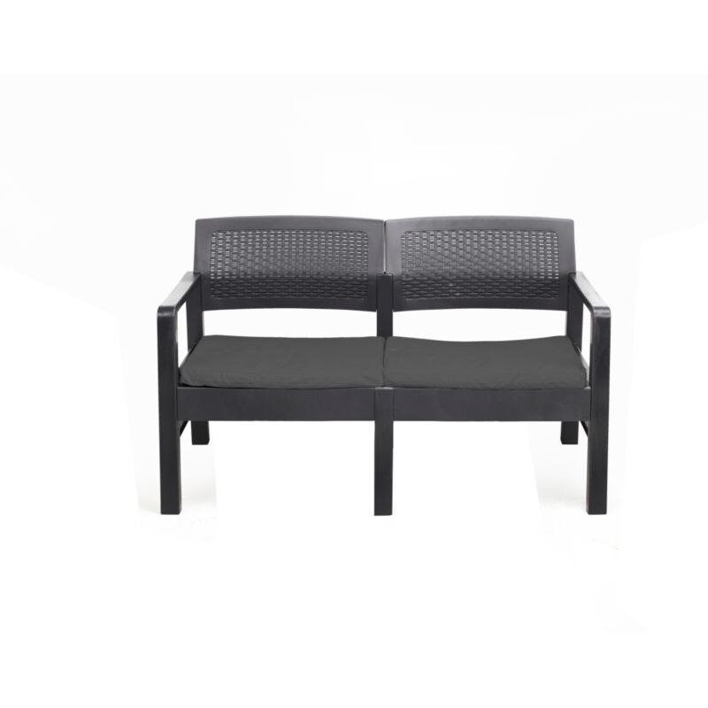 2 Panche Da Giardino Moderne 180 Cm | Seduta Resina Nera | Gambe Metallo Antiruggine - Foto 3